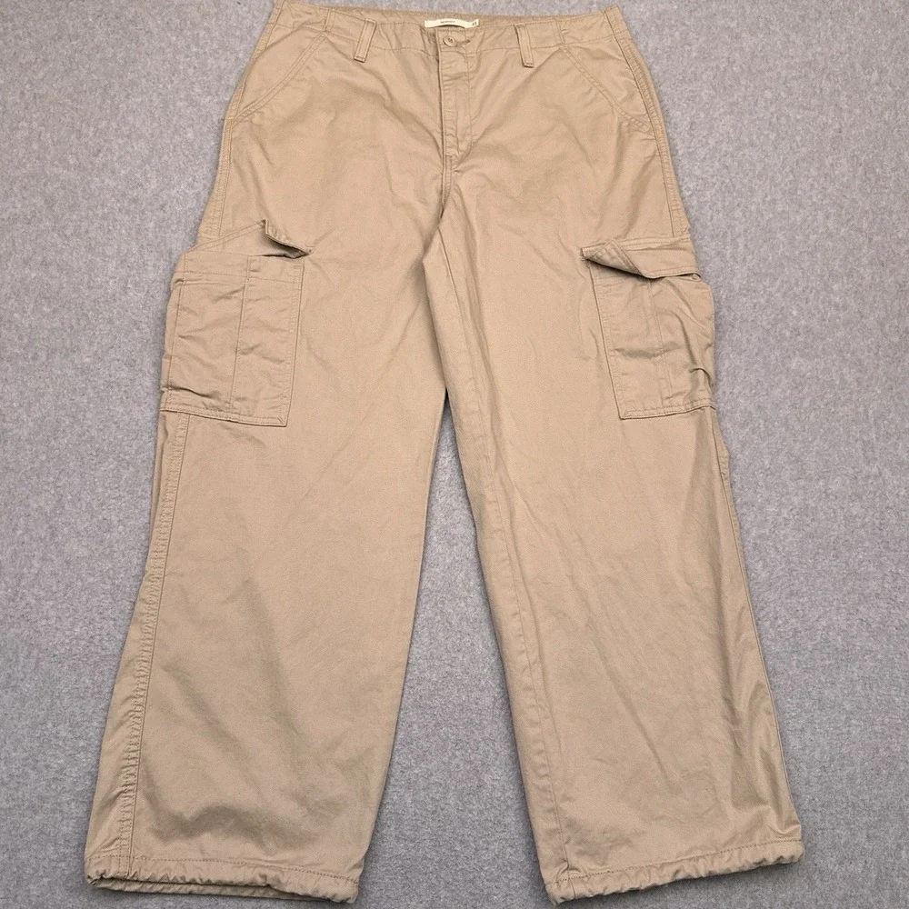 Levi's‎ '94 Baggy Cargo Wide Leg Pants Women's 31 (33x29) Khaki Tie Hem Skater